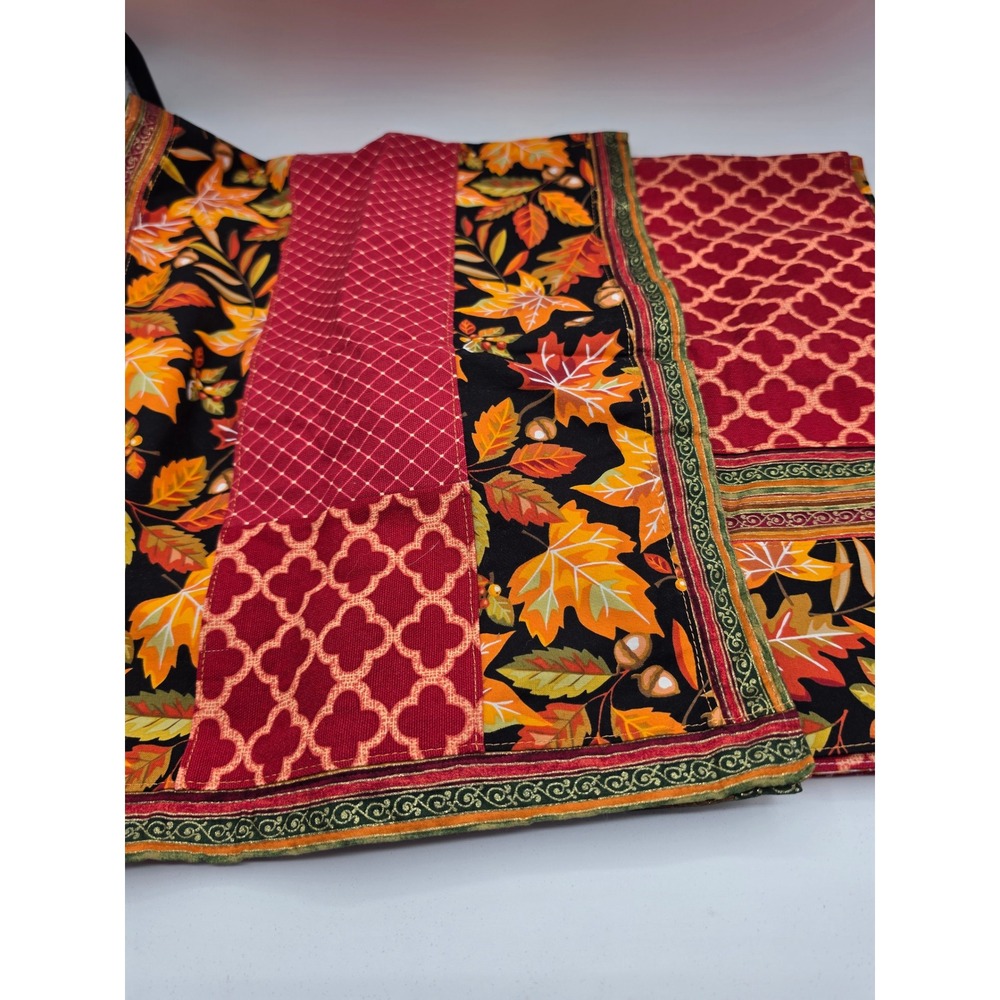 Fall Autumn Leaves Quilted Table Runner and 6 Reversible Placemats Set